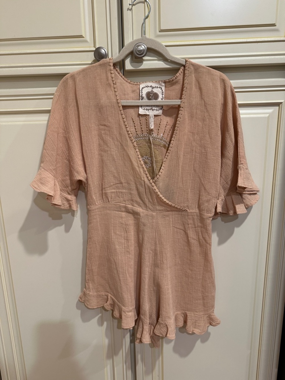 Blush Pink Ruffle Sleeve Romper